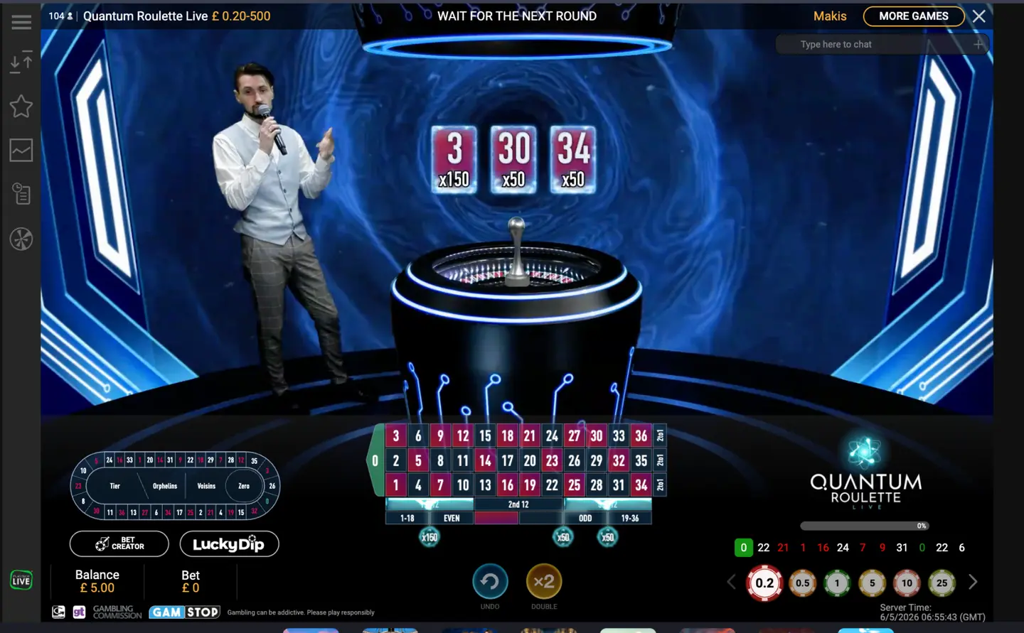 Quantum Roulette Live Multipliers