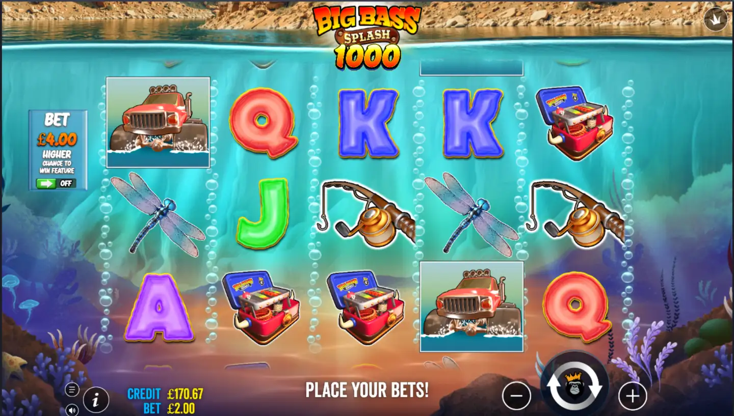 Big Bass Splash 1000 slot main game screen