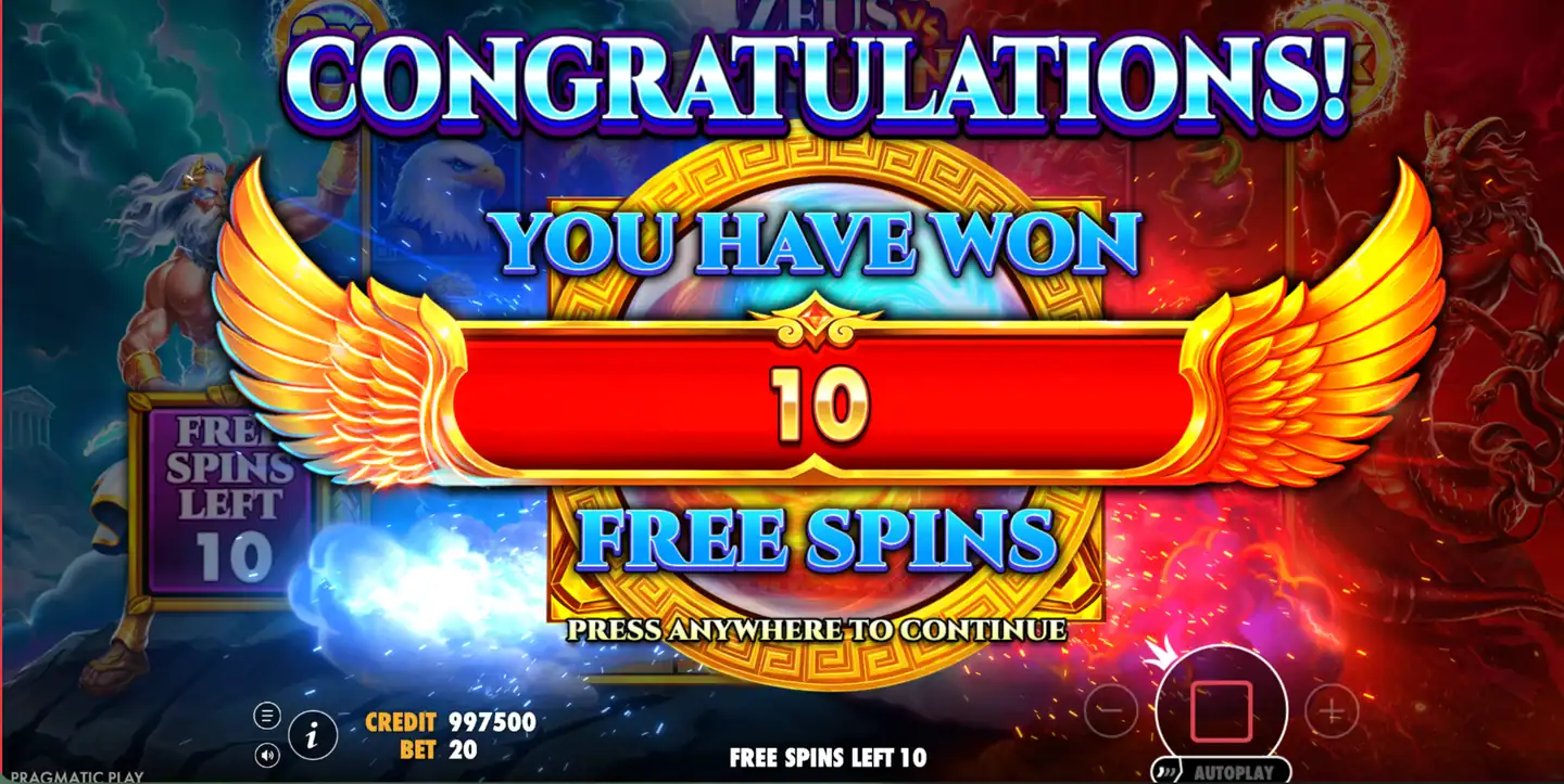 Zeus vs Typhon free spins