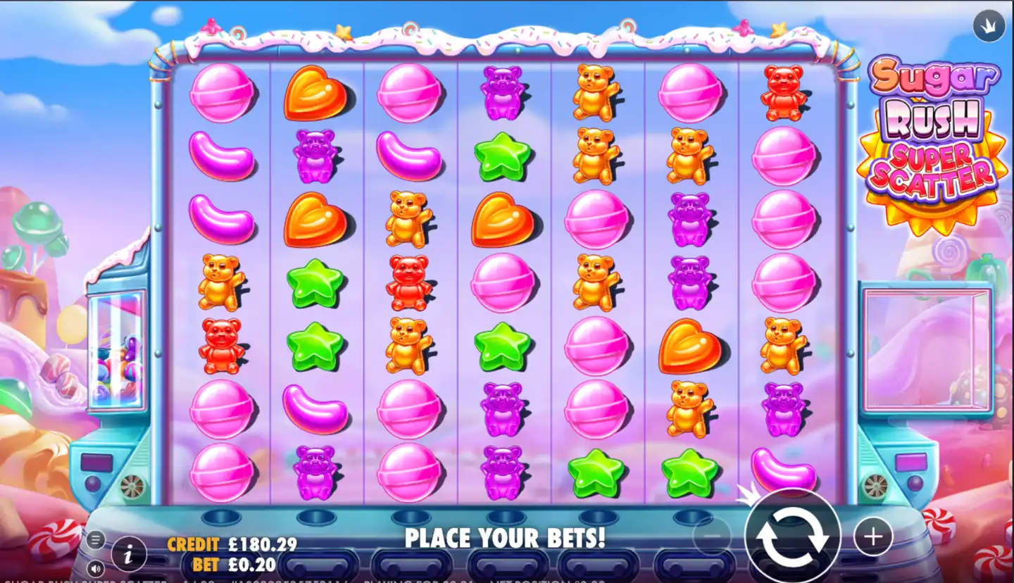 Sugar Rush Super Scatter slot main game screen