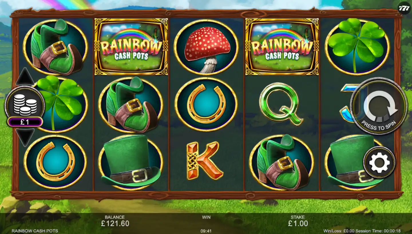 Rainbow Cash Pots slot main game screen