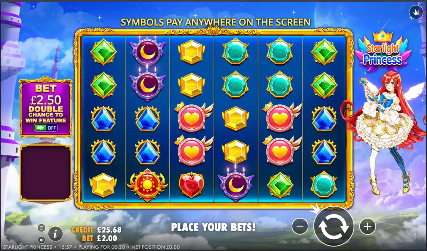 Starlight Princess slot main game screen