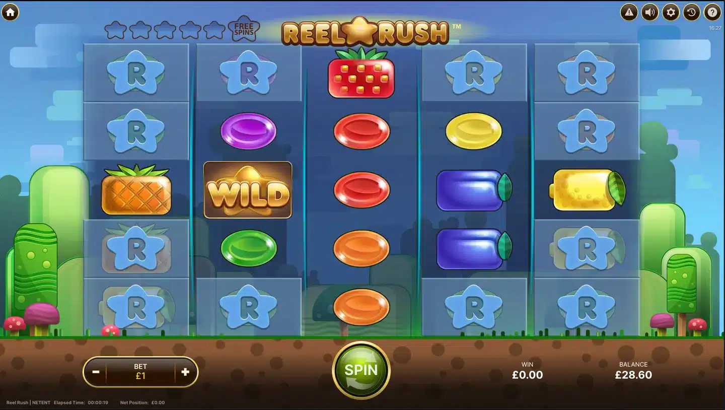 Reel Rush slot main game screen