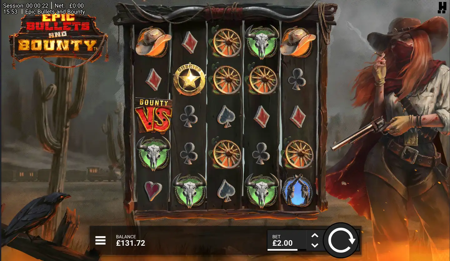 Epic Bullets and Bounty slot main game screen