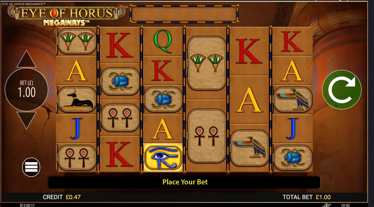 Eye of Horus Megaways slot main game screen