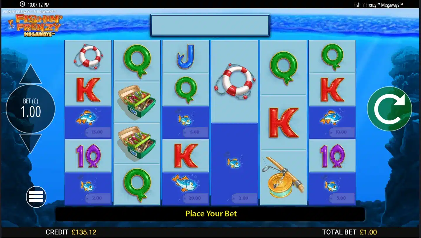 Fishin’ Frenzy Megaways slot main game screen