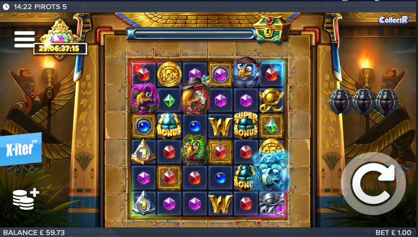 Pirots 5 slot main game screen