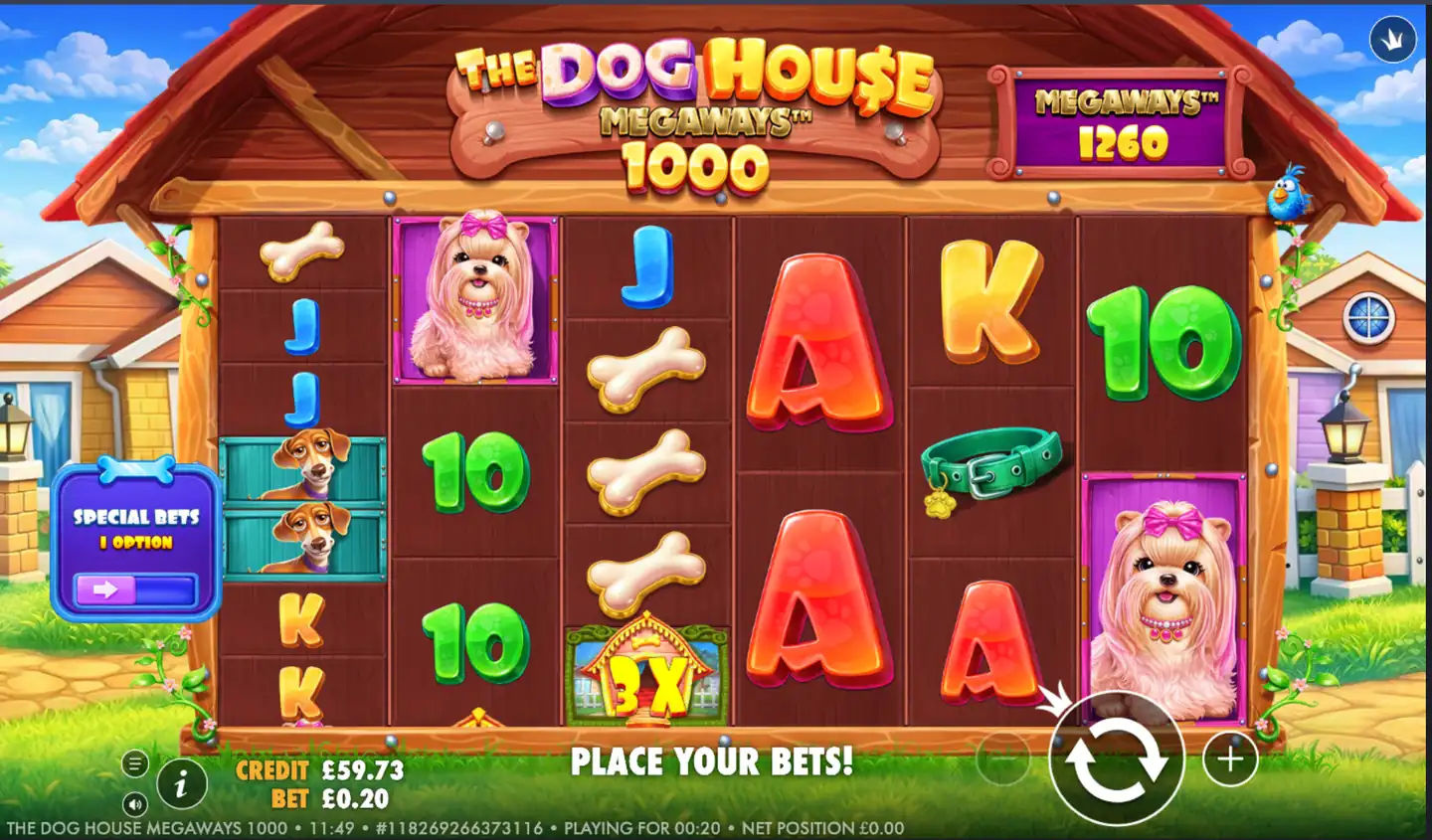The Dog House Megaways 1000 slot main game screen